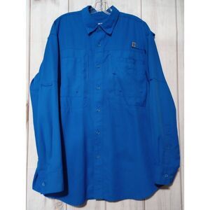 Reel Legend Shirt Men's Large‎ Blue Button Front Water Resistant Fishing